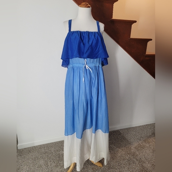 Diane Von Furstenberg Dress M Color-block Cotton And Silk-blend Maxi - Picture 2 of 7